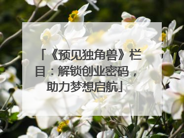 《预见独角兽》栏目：解锁创业密码，助力梦想启航