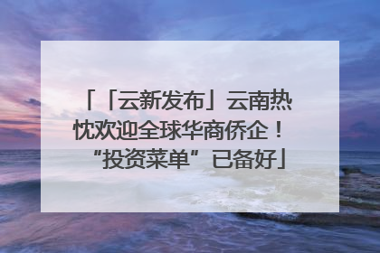 「云新发布」云南热忱欢迎全球华商侨企！“投资菜单”已备好