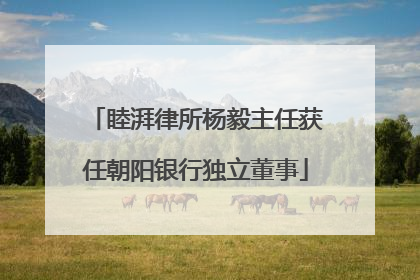 睦湃律所杨毅主任获任朝阳银行独立董事