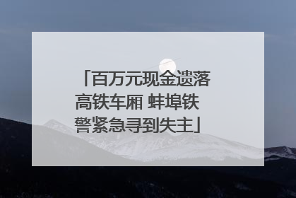 百万元现金遗落高铁车厢 蚌埠铁警紧急寻到失主