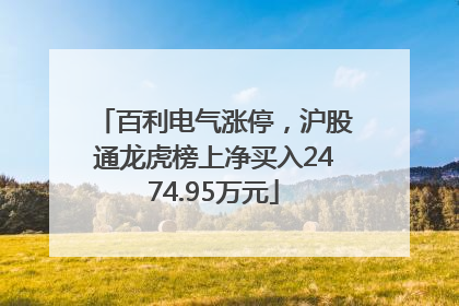 百利电气涨停，沪股通龙虎榜上净买入2474.95万元