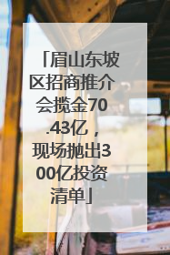 眉山东坡区招商推介会揽金70.43亿，现场抛出300亿投资清单