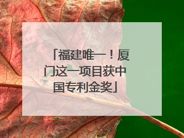 福建唯一！厦门这一项目获中国专利金奖