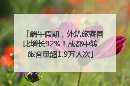 端午假期，外籍旅客同比增长92%！成都中转旅客量超1.9万人次