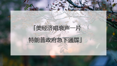 美经济唱衰声一片 特朗普政府急下通牒