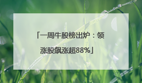 一周牛股榜出炉：领涨股飙涨超88%