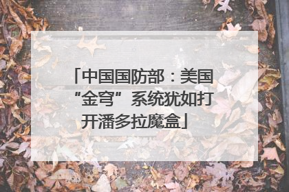 中国国防部：美国“金穹”系统犹如打开潘多拉魔盒