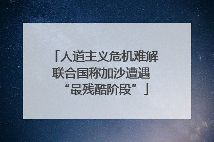 人道主义危机难解 联合国称加沙遭遇“最残酷阶段”