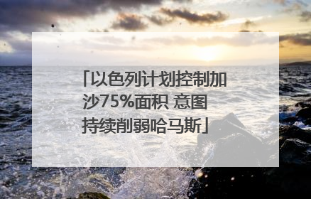 以色列计划控制加沙75%面积 意图持续削弱哈马斯