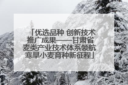 优选品种 创新技术 推广成果——甘肃省麦类产业技术体系领航寒旱小麦育种新征程