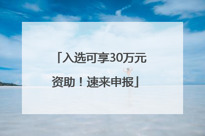 入选可享30万元资助！速来申报