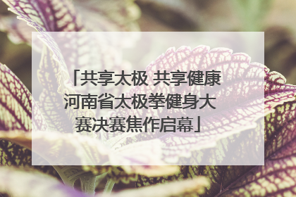 共享太极 共享健康 河南省太极拳健身大赛决赛焦作启幕