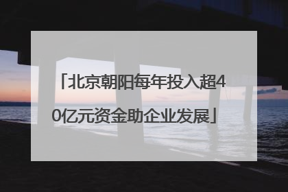 北京朝阳每年投入超40亿元资金助企业发展