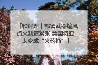 和评理｜部署武器煽风点火制造紧张 美国将亚太变成“火药桶”