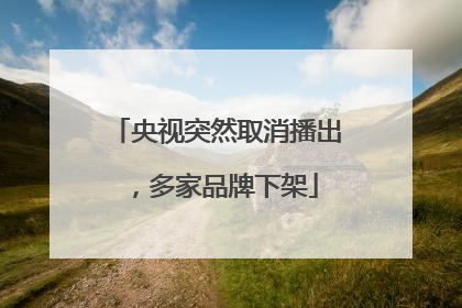 央视突然取消播出，多家品牌下架