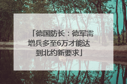 德国防长：德军需增兵多至6万才能达到北约新要求