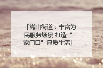 嵩山街道：丰富为民服务场景 打造“家门口”品质生活