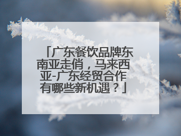 广东餐饮品牌东南亚走俏，马来西亚-广东经贸合作有哪些新机遇？