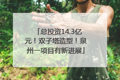 总投资14.3亿元！双子塔造型！泉州一项目有新进展