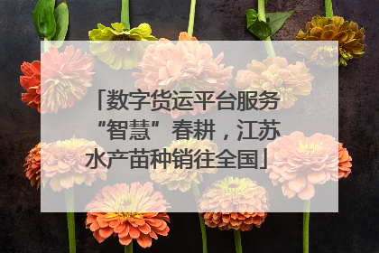 数字货运平台服务“智慧”春耕，江苏水产苗种销往全国