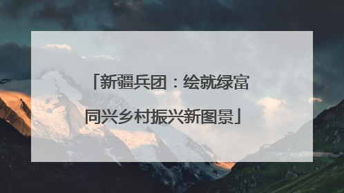 新疆兵团：绘就绿富同兴乡村振兴新图景