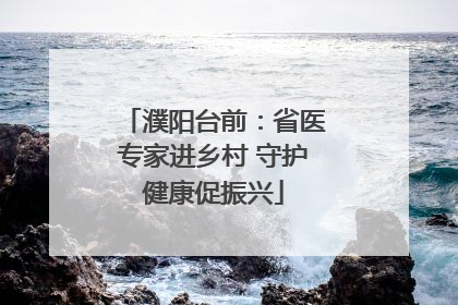 濮阳台前：省医专家进乡村 守护健康促振兴