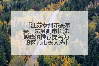 江苏泰州市委常委、常务副市长沈峻峰拟推荐提名为设区市市长人选