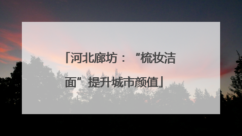 河北廊坊：“梳妆洁面”提升城市颜值