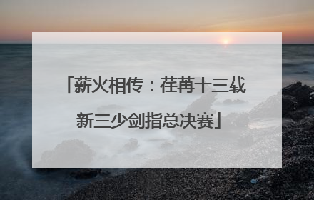 薪火相传：荏苒十三载 新三少剑指总决赛