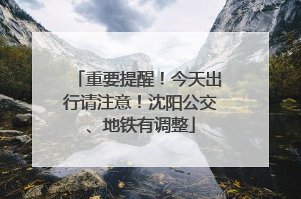 重要提醒！今天出行请注意！沈阳公交、地铁有调整