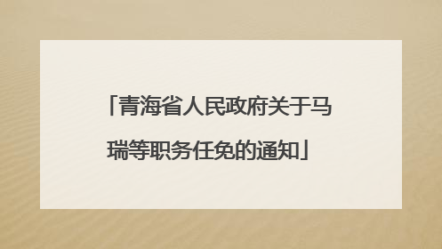 青海省人民政府关于马瑞等职务任免的通知