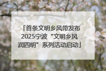 首条文明乡风带发布 2025宁波“文明乡风润四明”系列活动启动