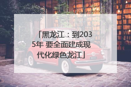 黑龙江：到2035年 要全面建成现代化绿色龙江